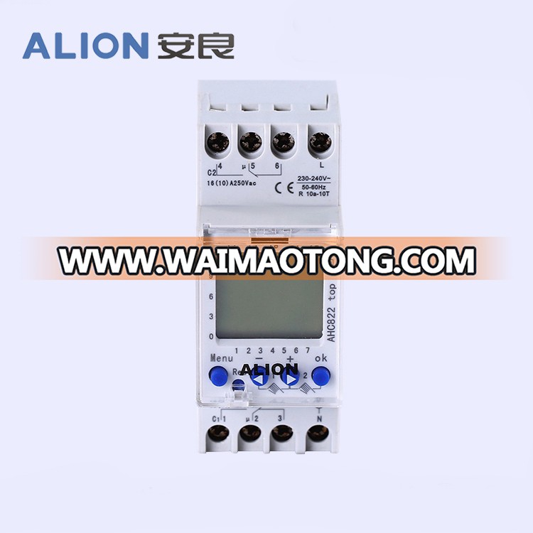 ALION AHC822 220V-240V Multi-Function DIN Rail LCD Digital Timer Switch, Weekly Program Time Switch